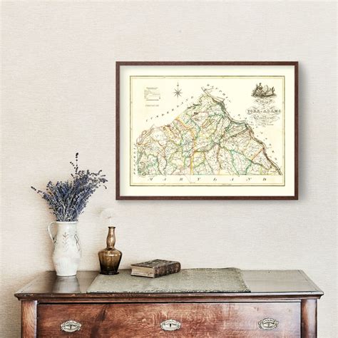 Vintage Map of York County, Pennsylvania 1821 by Ted's Vintage Art