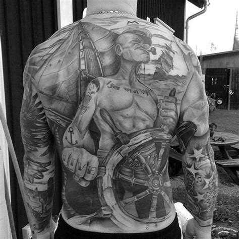 Full Back Guys Popeye Sailing Ship Tattoos Navy Tattoos, 3d Tattoos ...