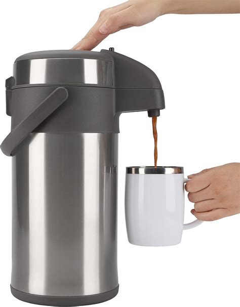 OKADI Airpot Thermal Coffee Dispenser with Pump - Stainless Steel Vacuum Insulated Thermal ...