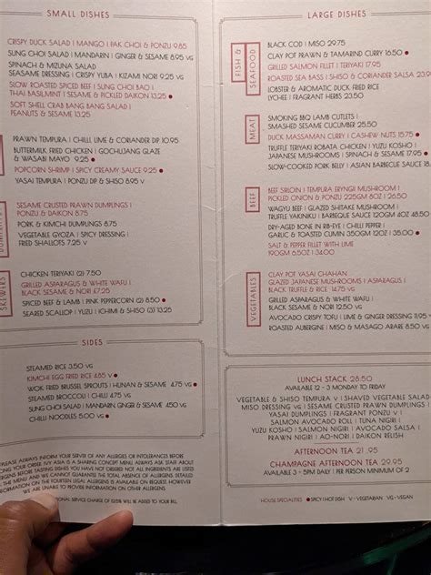 Menu at The Ivy Asia St Paul's restaurant, London