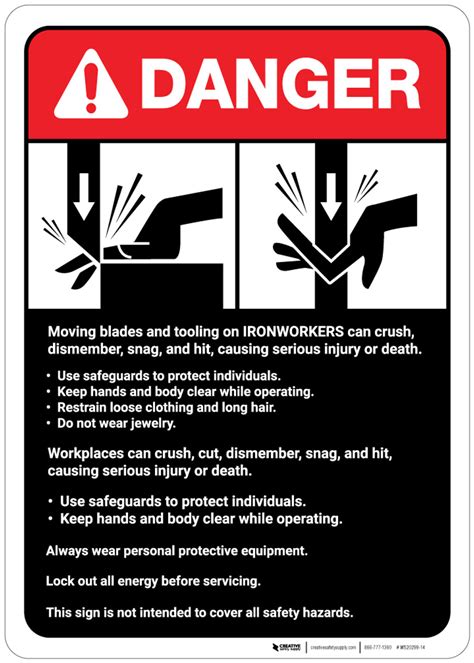 Danger: Ironworkers Guidelines ANSI - Wall Sign | Creative Safety Supply