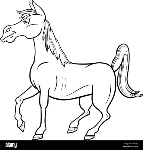 funny cartoon horse farm animal character coloring book page Stock Vector Image & Art - Alamy