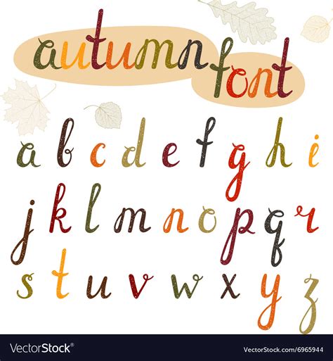 Hand-drawn autumn font Royalty Free Vector Image