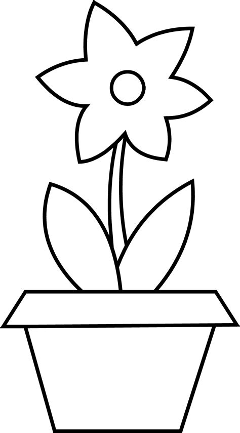 Flower Pot Coloring Page - Free Clip Art