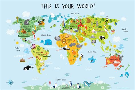 World Map for Kids Instant Download High Resolution by Pictureta