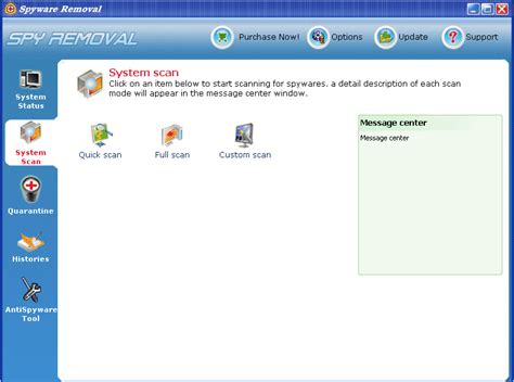 Spyware Removal Main Window - greensoft inc. - Free Spyware and Adware Detection & Removal ...