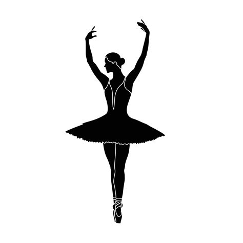 Ballerina silhouette flat vector on white background. Collection of ballet dance positions ...