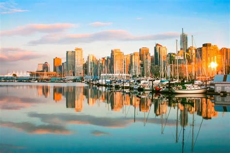 Vancouver Skyline at Sunset, BC, Canada Stock Photo - Image of building ...