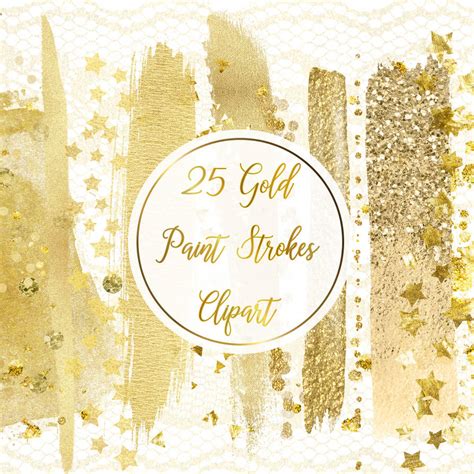 Gold Brush Strokes Clipart - Brushstrokes Clip Art by printedtextures ...