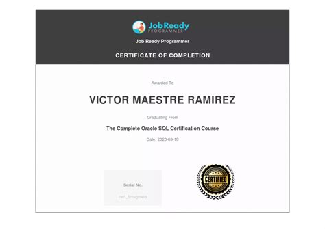 Certificate for The Complete Oracle SQL Certification | PPT