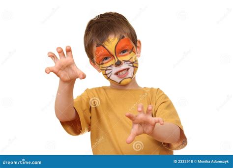 Lion stock photo. Image of young, paint, childhood, face - 2332918