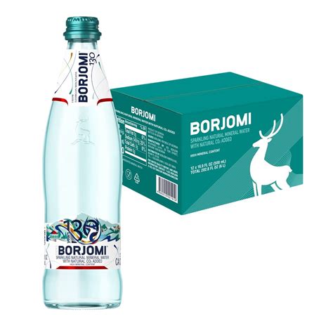 Buy Borjomi Sparkling Natural Mineral Water with Natural CO2 Added, 16.9 fl oz. (12 pack) Glass ...