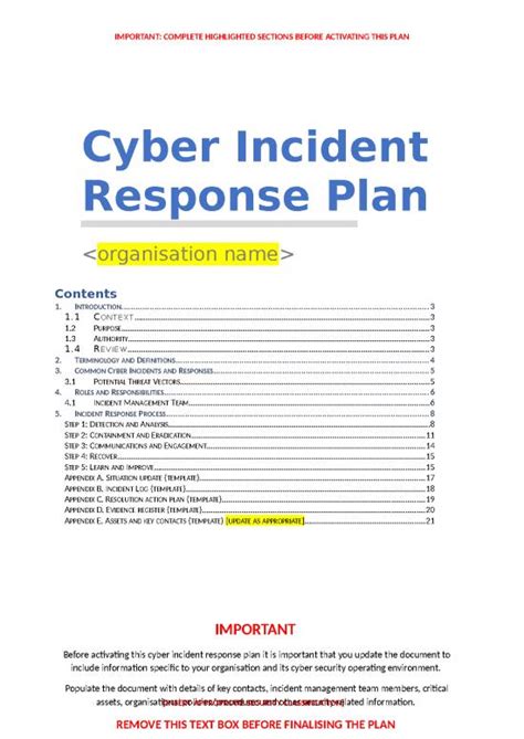 Vicgov Cyber Incident Response Plan Template