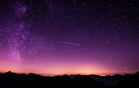 Night, Starry sky, Twilight, Mountains, HD, Purple sky - Coolwallpapers.me!