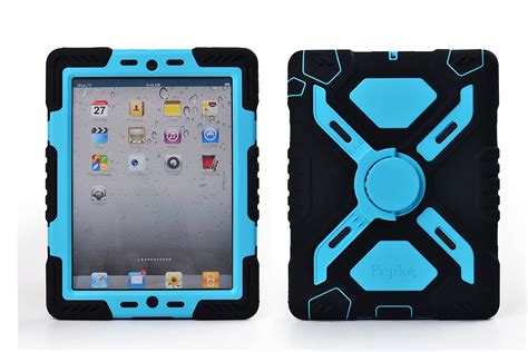 Pepkoo Ipad 2/3/4 Case Plastic Kid Proof Extreme Duty Dual Protective Back Cover with Kickstand ...