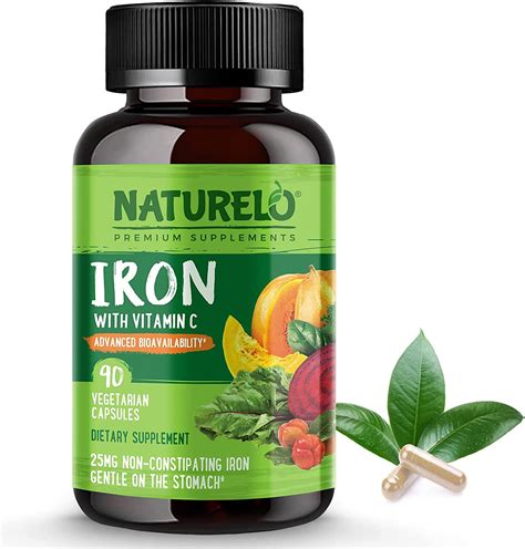 NATURELO Vegan Iron Supplement with Vitamin C and Organic Whole Foods ...