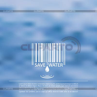 Blurred sea background with save water barcode label | Stock Vector Graphics | CLIPARTO