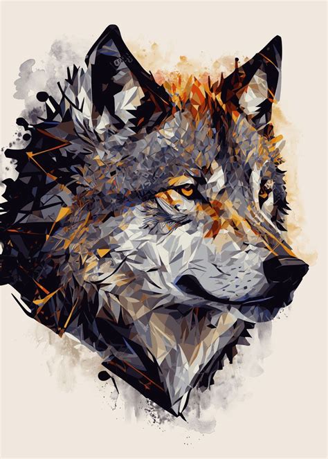 'Abstract Wolf Painting' Poster, picture, metal print, paint by BestPrints | Displate | Wolf ...