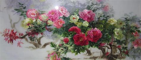 Collectible Chinese hand made silk embroidery art large peony painting ...