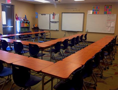 Desk arrangement in middle school language arts classroom- | Middle school language arts ...