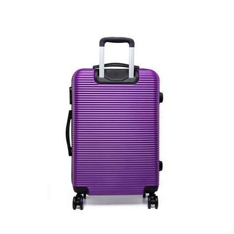 K6676L - KONO 3 Piece Suitcase Horizontal Stripe Luggage Set - Purple