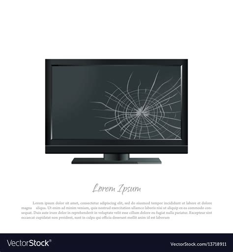 Broken computer monitor the screen cracked Vector Image