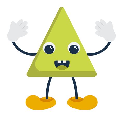 Laughing Green Triangle Cartoon Shape With Hand Up In Sticker Style ...