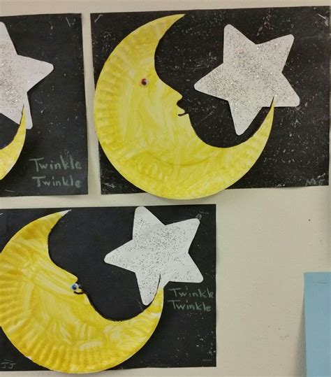 Easy preschool craft. We used water & epsom salt for the sky. White paint & silver glitter for ...