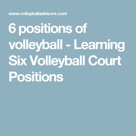 6 positions of volleyball - Learning Six Volleyball Court Positions Volleyball Training, Outdoor ...