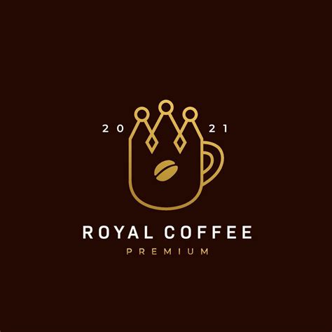 Royal coffee logo, king coffee logo, coffee cafe icon with crown shape mug 4854352 Vector Art at ...