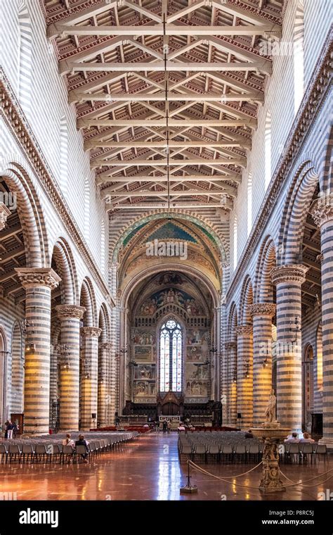 Orvieto, Italy - Interior of the Duomo di Orvieto cathedral at Piazza Duomo square in old time ...