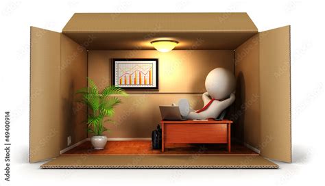 3d white people opens his business Stock Illustration | Adobe Stock