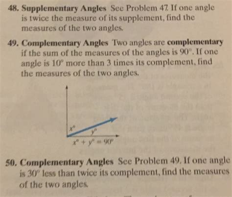 Solved 48. Supplementary Angles See Problem 47. If one angle | Chegg.com