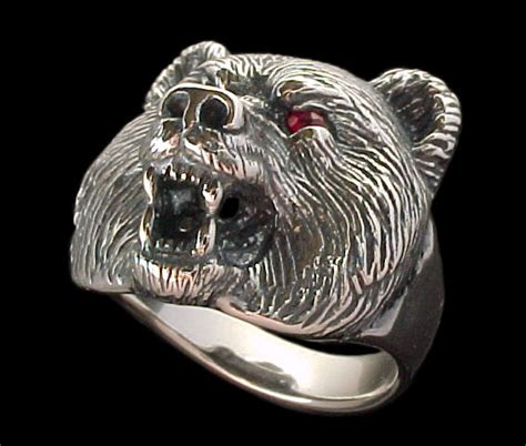 Large Bear Ring - Sterling Silver - Ruby | Sturgis Jewelry