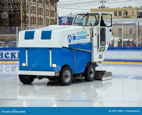 Ice Rink Maintenance with Special Equipment Editorial Photo - Image of ...