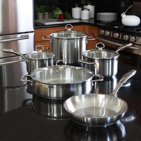 Induction 21 Steel 9-Piece Cookware Set in Stainless Steel, Brushed ...