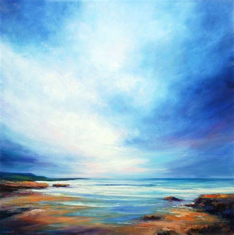 Cloudy Beach - Large Seascape Painting (100x100 cm) (2018) Oil painting ...