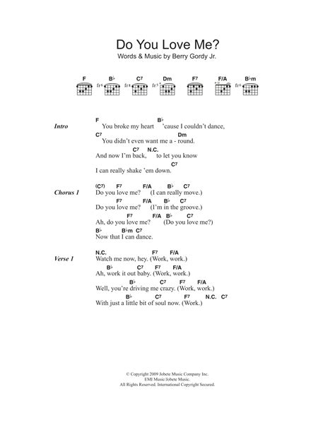 Do You Love Me? by The Contours Sheet Music for Guitar Chords/Lyrics at ...