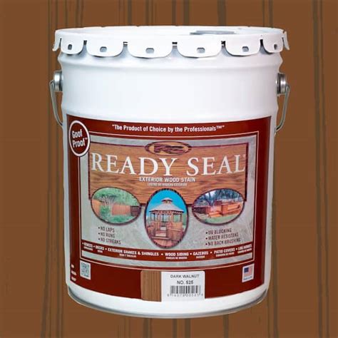 Ready Seal 5 Gal. Dark Walnut/Flat Semi-Transparent Wood Deck Stain and ...