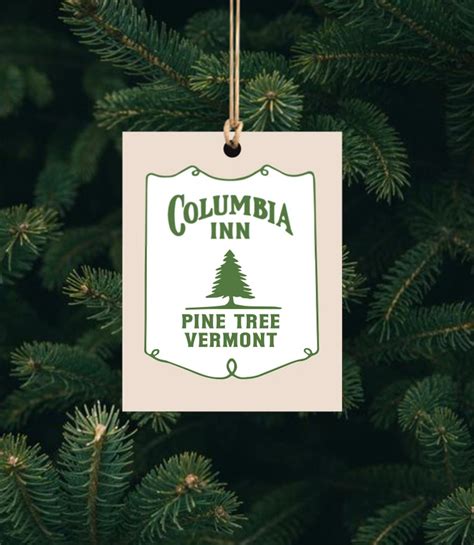 White Christmas Columbia Inn Pine Tree Vermont Handmade Wood Ornament ...