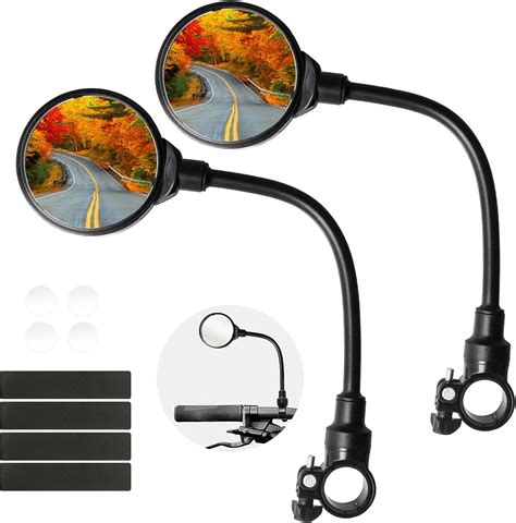 2 pack Bike Mirror, Adjustable Bike Mirrors Handlebar Rearview Mirror ...