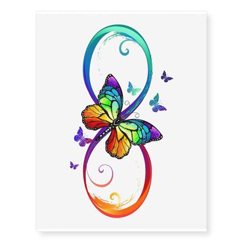 Vibrant infinity with rainbow butterfly on black Temporary Tattoos Gender: unisex. Age Group ...