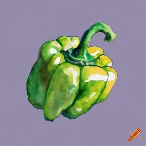 Green pepper watercolor painting