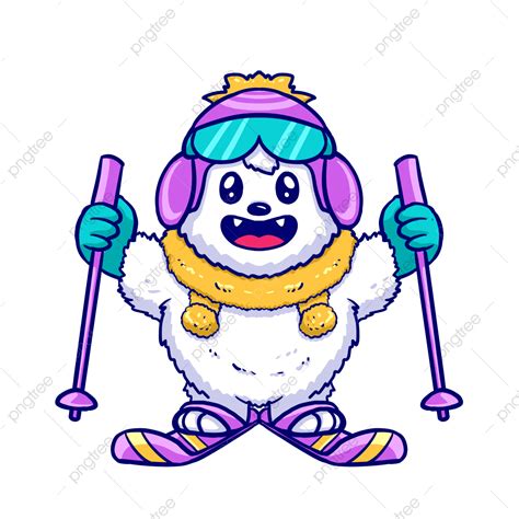 Snowman Skiing Clipart Vector, Cute Snowman Playing Skiing Cartoon Icon Illustration, Snowman ...