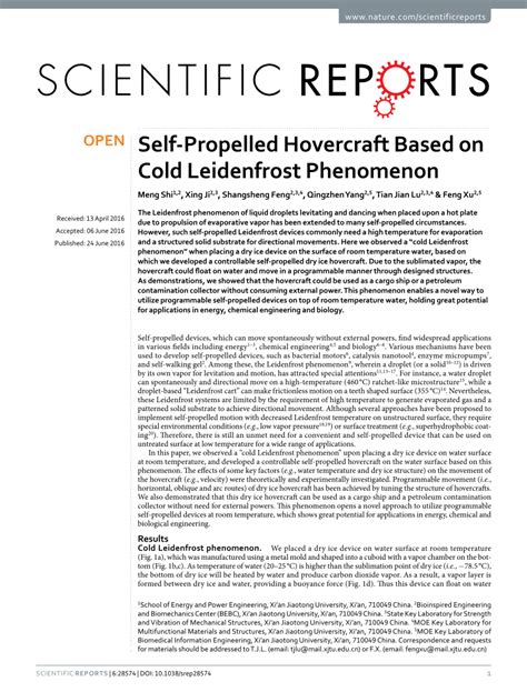 (PDF) Self-Propelled Hovercraft Based on Cold Leidenfrost Phenomenon