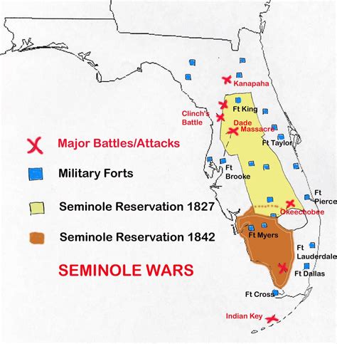 Map of Seminole Wars in Florida | Seminole wars, Seminole, Seminole indians