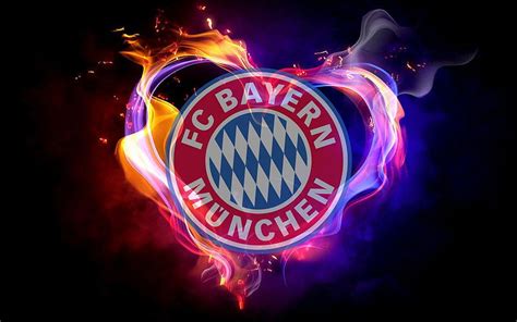 Hintergrund Bayern München mit logo und lieben herz mit feuer, fc ...