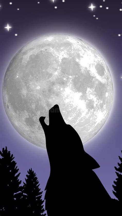 Phone Screensaver. a Wolf Howling at the Moon Stock Illustration - Illustration of moon, howling ...