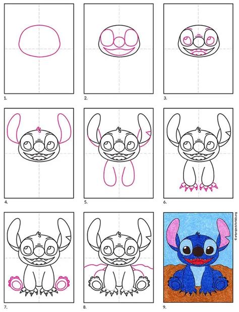 Easy How to Draw Stitch Tutorial and Stitch Coloring Page