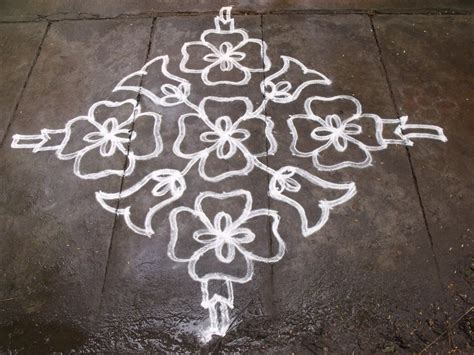 Rangoli designs/Kolam: 17-1 Ner Pulli kolam